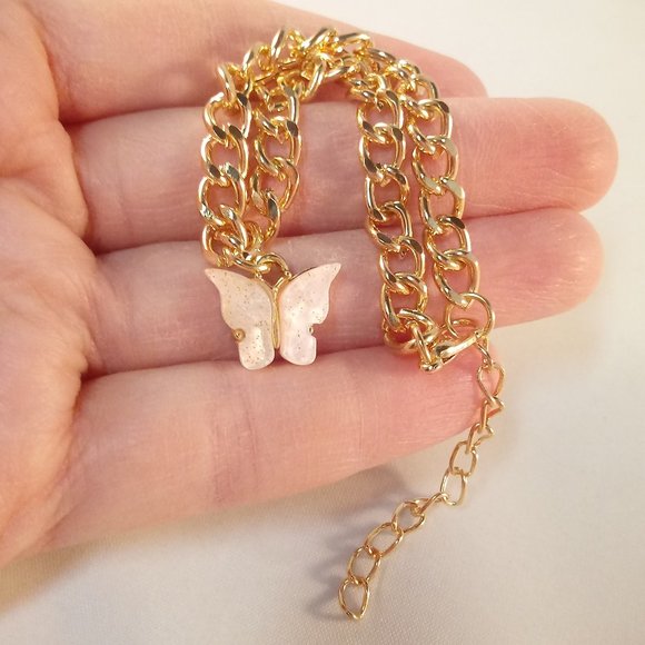 Kristy's Jewels Jewelry - Gold Plated Charm Chain Bracelet + Butterfly Charm Women's Party Gift